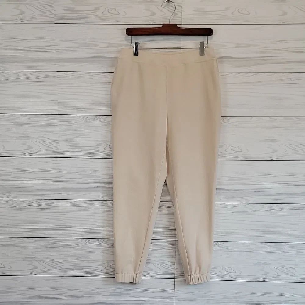 J. Jill Joggers Relaxed Fit Ribbed Corduroy Loungwear Pants - Cream Size S